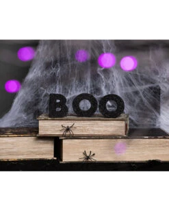 Schwarze Glitzer Holz Deko Boo -Halloween Serien Geschäft boo glitzer standdeko glitter boo block decor buchstaben aufsteller halloween 53043 3