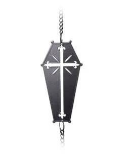 Sarg Mit Kreuz Metall Windspiel Hängedeko -Halloween Serien Geschäft coffin cross metall windspiel halloween und gothic wohnungsdeko und homeware coffin cross wind chime alchemy england 52749 2