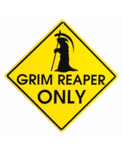 Grim Reaper Only Hinweisschild -Halloween Serien Geschäft grim reaper only warnschild dead end hinweisschild grim reaper only sign halloween deko 39082 01