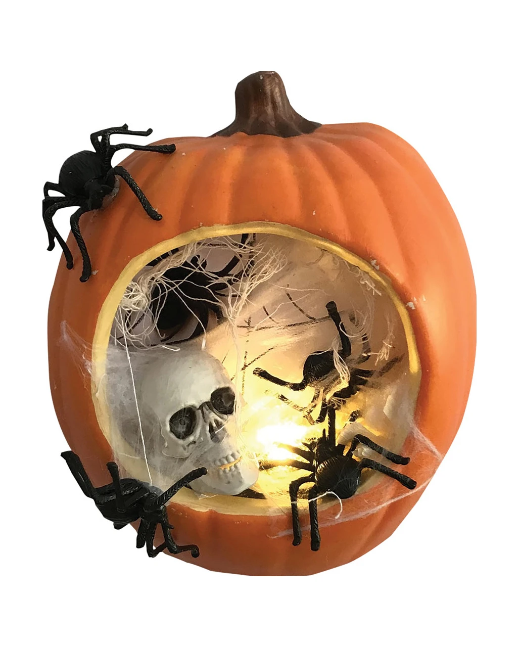 Halloween Kürbis Mit Totenkopf & Spinnen 1 Halloween Kürbis Mit Totenkopf & Spinnen