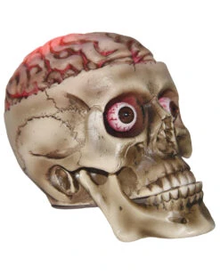 Halloween Totenschädel Mit Blutigem LED Gehirn 19cm -Halloween Serien Geschäft halloween totenkopf mit blutigem led gehirn halloween skull with bloddy led brain halloween deko 53917 02