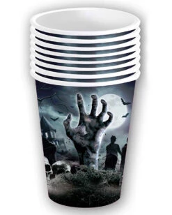 Halloween Pappbecher Zombie Friedhof 6 St. -Halloween Serien Geschäft halloween zombie friedhof pappbecher halloween zombie graveyard paper cups halloween friedhof dekoration 53191 3