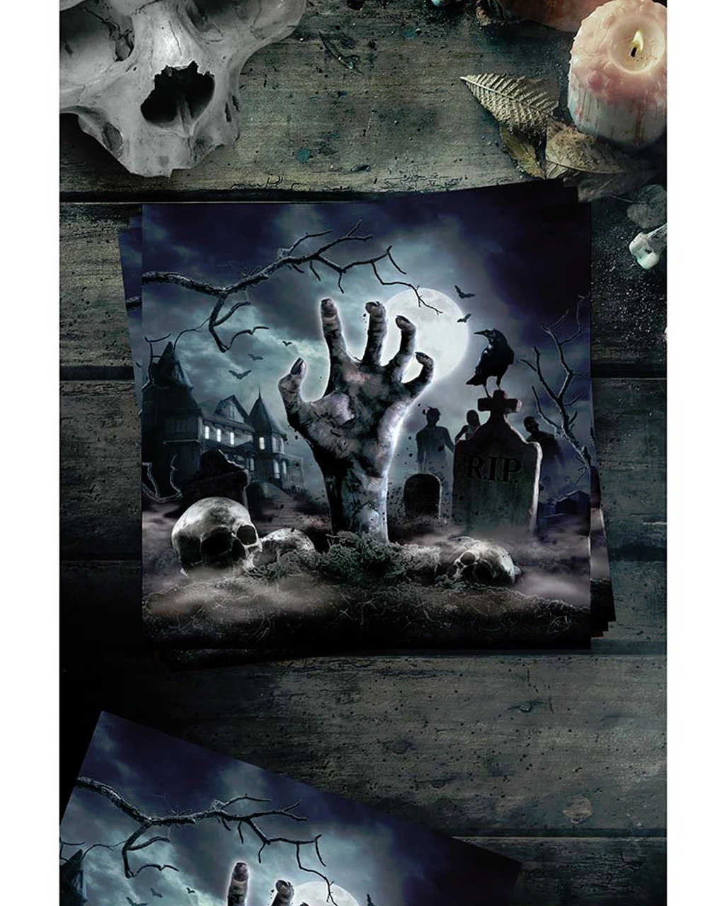 Zombie Friedhof Halloween Servietten 12 St. 2 Zombie Friedhof Halloween Servietten 12 St. – Bild 2