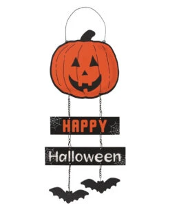 Happy Halloween Hängeschild Mit Kürbis 30cm