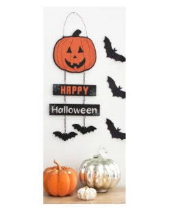 Happy Halloween Hängeschild Mit Kürbis 30cm -Halloween Serien Geschäft happy halloween kuerbis haengeschild happy halloween pumpkin sign kinderfreundliche halloween deko 53142 03