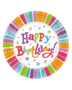 Papptellerset Happy Birthday Sterne 8 St.