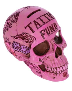 Pinke Tattoo Fund Totenschädel Spardose -Halloween Serien Geschäft pinke tattoo fund totenkopf spardose pinke tattoo fund money box totenschaedel geschenkartikel 54552 06