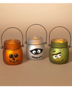 Halloween Laternen Aus Quecksilberglas 3er Set -Halloween Serien Geschäft quecksilberglas halloween laternen 3er set mercury glass halloween luminaries set of 3 halloween teelichthalter 54272 2