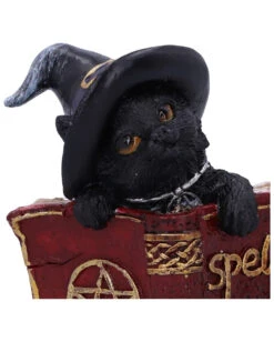 Schwarzes Hexenkätzchen Mit Rotem Zauberbuch 8,2cm -Halloween Serien Geschäft schwarze hexenkatze mit rotem zauberbuch black witchs cat familiar with red grimoire gothic deko und figuren 52417 5
