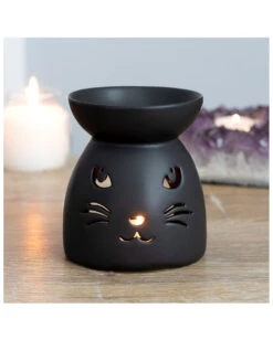 Schwarze Katze Duftöl Brenner -Halloween Serien Geschäft schwarze katze duftoel lampe black cat cut out oil burner halloween tischdeko 50804 03