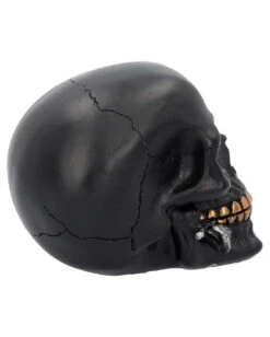 Schwarzer Totenschädel Mit Goldener Rose 15cm -Halloween Serien Geschäft schwarzer totenkopf mit goldener rose black skull with golden rose gothic deko gothic totenkopf 54621 06