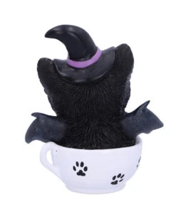 Schwarzes Hexen Kätzchen Mit Hexenbesen In Teetasse -Halloween Serien Geschäft schwarzes hexen kaetzchen in teetasse blck witch cat in tea cup halloween tichsdeko halloween figur 50723 03