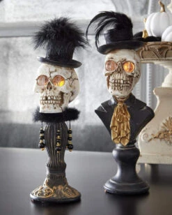 Mrs. Skelett Halloween Büste Mit LED Augen 42cm -Halloween Serien Geschäft skelett lady bueste mit led augen 42cm elegante halloween deko und wohnungsaccessoires gothic lady skeleton bust with led eyes 54719 3