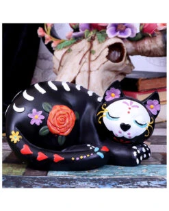 Schlafende Sugar Skull Katze 22cm -Halloween Serien Geschäft sleepy sugar skull katze schlafende sugar skull katze sleepy sugar skull cat 50725 07