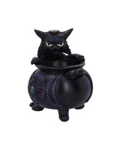 Spite's Hexenkessel Backflow Räucherkegelhalter -Halloween Serien Geschäft spites hexenkessel raeucherkegelhalter gothic und halloween wohnungsdeko cat with cauldron backflow incense burner 51792 3