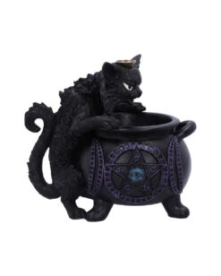 Spite's Hexenkessel Backflow Räucherkegelhalter -Halloween Serien Geschäft spites hexenkessel raeucherkegelhalter gothic und halloween wohnungsdeko cat with cauldron backflow incense burner 51792 4
