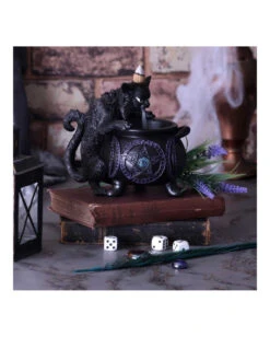 Spite's Hexenkessel Backflow Räucherkegelhalter -Halloween Serien Geschäft spites hexenkessel raeucherkegelhalter gothic und halloween wohnungsdeko cat with cauldron backflow incense burner 51792 5