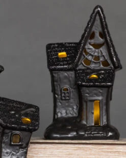 Beleuchtete Glitzer Spukendes Geisterhaus Deko -Halloween Serien Geschäft spooky glitter geisterhaus deko mit led spooky glitter light up haunted house halloween spukhaus deko 53049 4