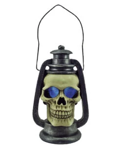 Totenkopf Laterne Mit LED Licht 15cm -Halloween Serien Geschäft totenkopf laterne totenschaedel lampion halloween lampe horror licht halloween dekoration horror artikel skull lantern 18233 03