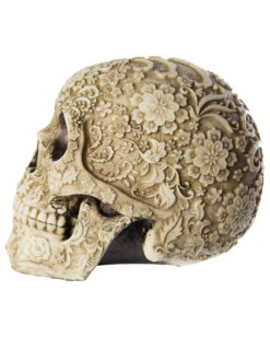 Totenschädel Mit Blütendesign -Halloween Serien Geschäft totenkopf mit bluetendesign totenschaedel dekoration skull with flower design 29106 3