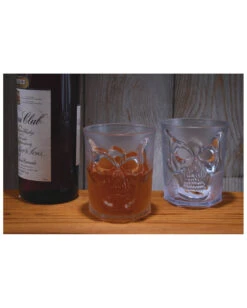 Totenschädel Whisky Glas -Halloween Serien Geschäft totenkopf whisky glaeser skull glass clear halloween geschirr und deko 51382 2