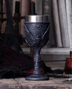 Gothic Vampirfledermaus Weinkelch -Halloween Serien Geschäft vampirfledermaus weinkelch gothic deko und wohnaccessoires dark fang goblet 52213 5