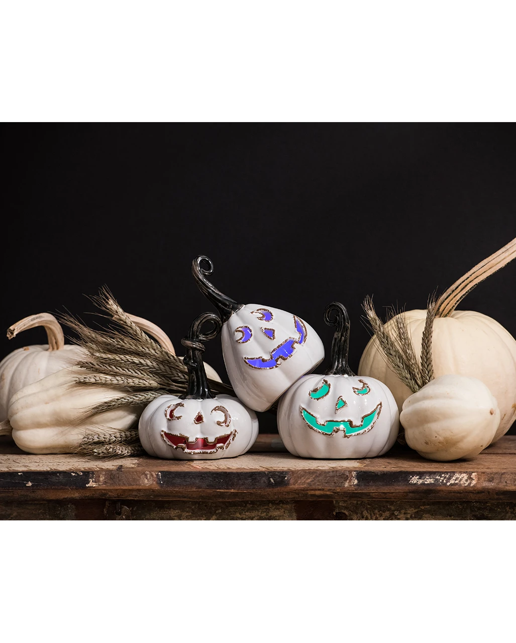 Halloween Vintage Keramik Kürbis Mit LED 2 Halloween Vintage Keramik Kürbis Mit LED – Bild 2